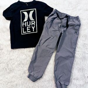 Hurley Boys Black Tee and Gray Joggers Size 5/6